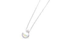 925 Silver Glowing Moon Necklace Women Crystal Meniscus Full Moon Choker Water In The Moon Pendant