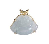 925 Silver Gold Plated Natural Jade Maitreya Buddha Pendant Necklace
