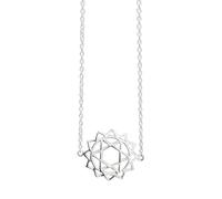 925 Silver Green CZ Heart Chakra Pendant on 17 Inch Curb Chain - Sterling Silver Flower Mandala Necklace With Cut-Out Openwork - Cubic Zirconia Jewellery - Yoga Sacred Geometry Gift