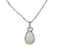 925 Silver Hetian Jade Pendant Natural Jade Necklace Female Clavicle Chain