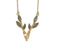 925 Silver Hetian Jade Sapphire Fawn Lady Pendant Necklace