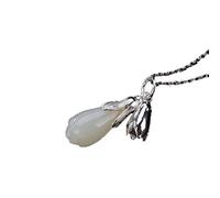 925 Silver Hetian Jade White Jade Clavicle Chain Pendant