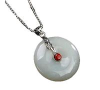 925 Silver Hetian Jade White Jade Pendant Lady Necklace Clavicle Chain
