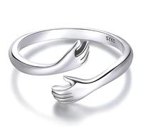 925 Silver Hug Ring, Stacking Rings for Women, Men, Girlfriend, Wife, Husband, Sister, Daughter, Mother, Grandmother