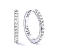 925 Silver Huggies Earrings Sterling Silver Mini Hoop Earring for Women Sparkling Cubic Zirconia Loop Earring Minimal Elegant Jewellery