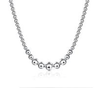 925 Silver Large And Small Beads Chains Necklaces Unisex Simple Necklace For Women Men Anniversary Fashion Jewelry Gifts