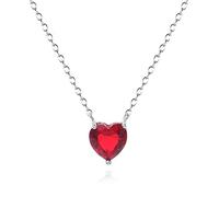 925 Silver Love Heart Pendant Necklace Red Cubic Zircon Necklace For Women Jewelry The for women