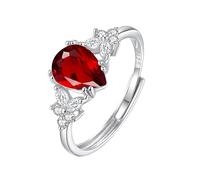 925 Silver Natural Gemstone Rings Adjustable Teardrop Cut Gemstone Simulated Diamond Band Wedding Promise Cocktail Band For Women Girls Jewellery Gifts With Box Agate Ring