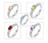 925 Silver Natural Gemstone Rings Statement Oval Cut Birthstone Simulated Diamond Band Wedding Promise Twist Cocktail Band For Women Girls Jewellery Gifts Amethyst Ring