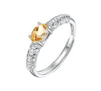 925 Silver Natural Gemstone Rings Statement Oval Cut Birthstone Simulated Diamond Band Wedding Promise Twist Cocktail Band For Women Girls Jewellery Gifts Citrine Ring