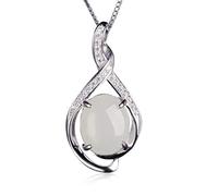925 Silver Necklace Women Hetian Jade Pendant Jewelry Mother Gift