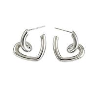 925 Silver Needle Twisted Heart-Dhaped Mirror Earrings, Minimalist Cool-Tone Mirror Thick Hoopsimple Design with A Heart Geometric"," High-End Texture, Suitable for Women's Daily Wear