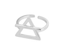 925 Silver Open Rings for Women Triangle Geometric Vintage Wedding Trendy Jewelry Gift