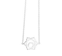 925 Silver Orange CZ Sacral Plexus Chakra Pendant on 17 Inch Curb Chain - Sterling Silver Flower Mandala Necklace With Cut-Out Openwork - Cubic Zirconia Jewellery - Yoga Gift