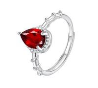 925 Silver Pear Cut Halo Birthstone Rings Adjustable Natural Gemstone Band Teardrop Wedding Promise Band For Women Girls Jewellery Gifts With Box Agate Ring