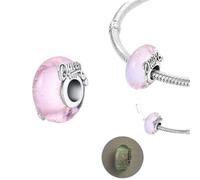 925 Silver Pink Color Series Beads Heart Flower Murano Glass