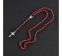 925 Silver Plated Chain Necklace Cross Ball Pendant Angel Crucifix Jesus Gift-Red