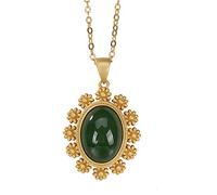 925 Silver Plated Inlaid Hetian Jade Jasper Pendant Necklace