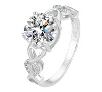 925 Silver Plated Round Cut Created White Cubic Zirconia Filled Wedding Engagement Promise Elegant Women's Ring For Mom Bridal Lover Anxiety Ring for Teens (A, 6)