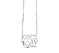 925 Silver Red CZ Root Chakra Pendant on 17 Inch Curb Chain - Sterling Silver Flower Mandala Necklace With Cut-Out Openwork - Cubic Zirconia Jewellery - Yoga Meditation Gift