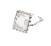 925 Silver Rings for Women Square Vintage Wedding Trendy Jewelry Large Adjustable Antique Rings