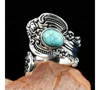 925 Silver Rings Gorgeous Cubic Zirconia Women Wedding Ring Gift Jewelry Sz 6-10-Turquoise#20-10