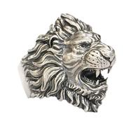 925 Silver Roaring Lion Ring Men Gothic Handmade Vintage Statement Ring TA385A 3 Models UK Size N½~Z6 (Model M, UK V½(64.6mm))