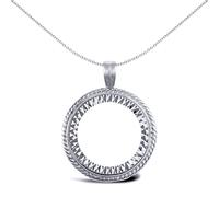Jewelco London Solid Sterling Silver Rope Edge Frame Half Sovereign Coin Mount Pendant - ASP001-H