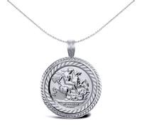 925 Silver Rope Edge St George Pendant (Half Sov Size) - ASP001-H Jewelco London White One Size