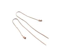 925 Silver Threader Ear Thread Earrings with Peg Cap DIY Findings F0591-Rose Gold-10 Pairs