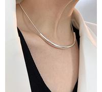 925 Silver Tube Clavicle Chain Choker Necklace For Women Fashion Jewelry Wedding Party Girls Birthday Gift-Silver