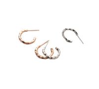 925 Silver Twist Half Hoop Design Stud Earrings-Silver