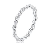925 Silver, Twist Ring for Women Stack Twisted Ring Cubic Zirconia Diamond Ring
