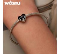 (925 silver) Wostu 925 Sterling Silver Classic Heart-shaped Burning Love Charm Bead Fit Original Diy Bracelet Bangle Jewelry Gift