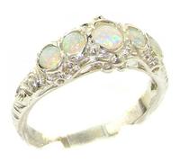 925 Solid Sterling Silver Natural AAA Grade Opal Victorian style Eternity Ring Size L October birthday gift for wife