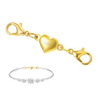 925 Sterling Gold Heart Magnetic Jewelry Clasps, Double Lobster Clasp Necklace Extender Magnetic Heart Shaped Clasp for Bracelet Necklace Closure for DIY Jewelry Making Accessories (Gold)