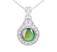 925 Sterling Moods Necklack For Women Vintage Openwork Necklack Jewelry Temperature Control Color Change Moods Necklack Broken Heart Chain (Silver, One Size)