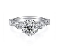 925 Sterling Silver 1 Carat Moissanite 6 Claws Wedding Rings Sparkling Engagement Jewelry