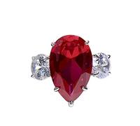 925 Sterling Silver 11 * 18mm Ruby Carbon Diamond Rings For Women Sparkling Wedding Jewelry