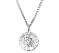 925 Sterling Silver 12mm 3D St Christopher Medal Pendant With 22" (56cm) Curb Chain In Gift Box