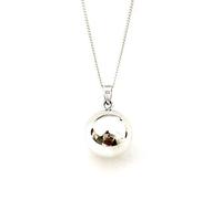 925 Sterling Silver 14 mm Diameter Teardrop Ball Charm Pendant with 18" / 46 cm Silver Curb Chain