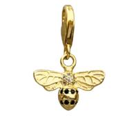 925 Sterling Silver 24ct Gold Plated Buzzing Bees | Rose Gold DragonFly Clip-on Lobster Clasp Charm | For Linked Chain Bracelets or Necklace | Gift for Women (Buzzing Bees 24ct Gold Plated)