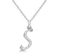 925 Sterling Silver 26 Alphabet Letter Diamonds Pendant Necklace, Initial Big Alphabet Necklace, 16inches Chains