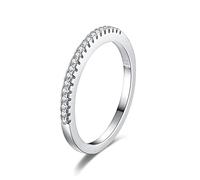 925 Sterling Silver 2MM Thin CZ Simulated Diamond Cubic Zirconia Ring Eternity Band Midi Knuckle Finger Engagement Wedding Band Stackable Rings For Her Size S