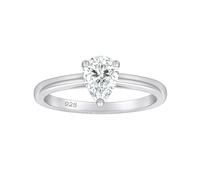 925 Sterling Silver 3-Claw 1CT Pear 7.7 * 5.7 mm CZ Solitaire Love Forever Engagement Promise Eternity Bridal Wedding Rings for women teenage girls, Size UK M J L K N P (UK K/US 5.5)