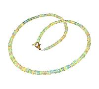 925 Sterling Silver 3mm to 4mm Natural Ethiopian Welo Fire Opal Faceted Rondelle Gemstone Beads Necklace For Women | AAA Quality Opal Beads | 18 Inch Opal Necklace | Opal Jewelry