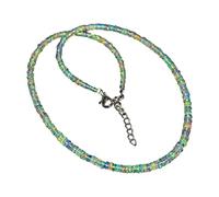 925 Sterling Silver 3mm to 6mm Natural Ethiopian Welo Fire Opal Smooth Rondelle Gemstone Beads Necklace For Women | AAA Quality Opal Beads | 18 Inch Opal Necklace | Opal Jewelry