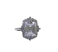 925 Sterling Silver 8 * 10mm Carbon Diamond Rings For Women Sparkling Wedding Jewerly Gift