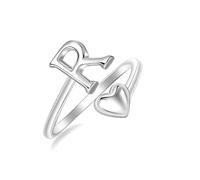 925 Sterling Silver A-Z Initial Heart Adjustable Stackable Thumb Ring | Initial Ring,A-Z Letters Rings,Stackable Finger Ring,Dainty Daily Wedding Promise Friendship Rings,with Gift Box