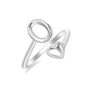 925 Sterling Silver A-Z Initial Heart Adjustable Stackable Thumb Ring | Initial Ring,A-Z Letters Rings,Stackable Finger Ring,Dainty Daily Wedding Promise Friendship Rings,with Gift Box